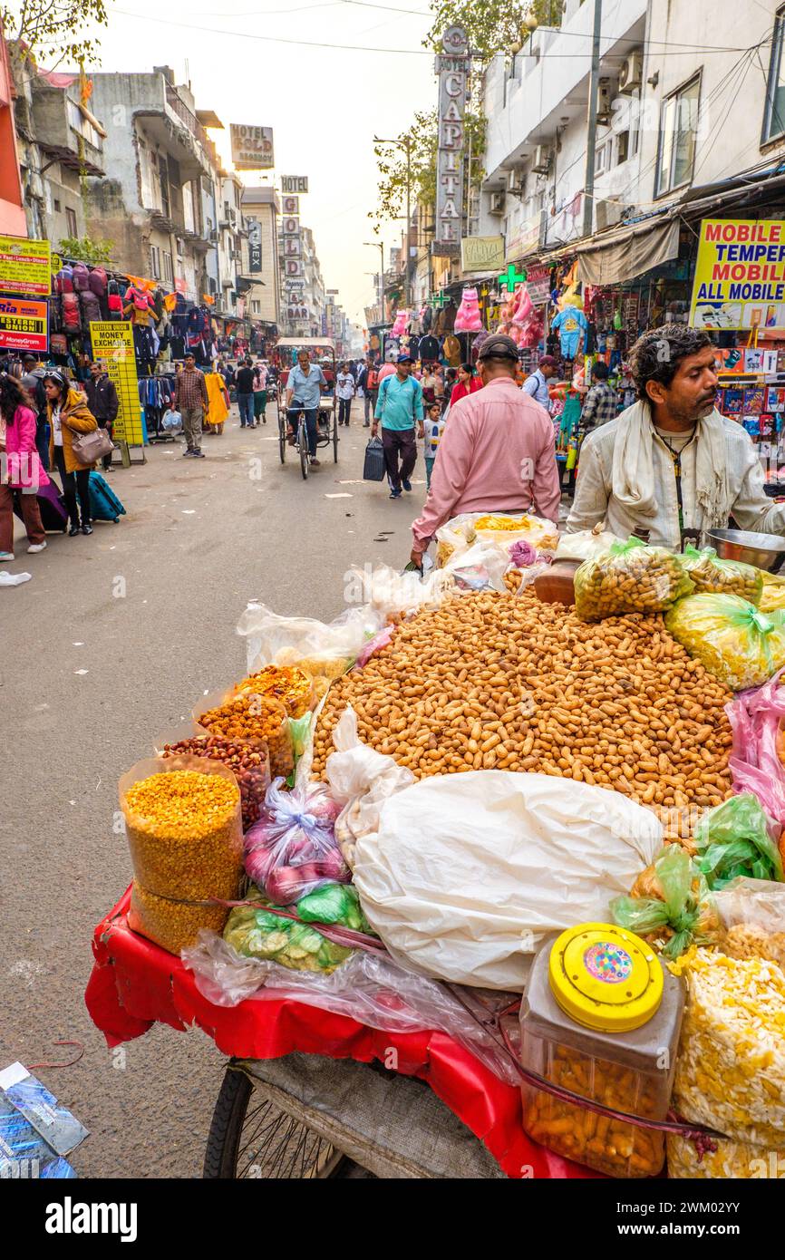 Busy street scene in Paharganj in Delhi, India Stock Photo