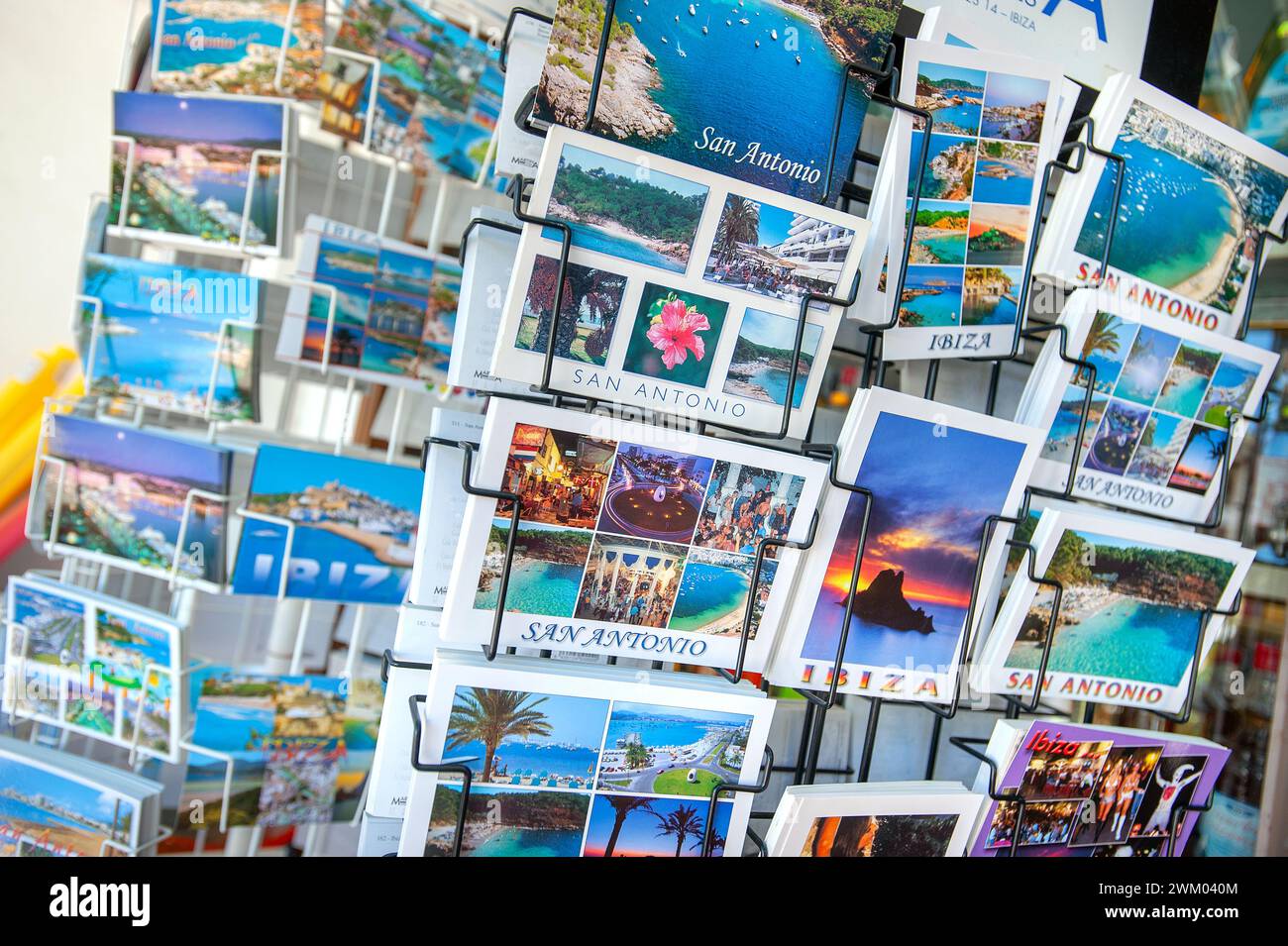 Postcards, San Antonio, Ibiza, Balearics, Spain Stock Photo