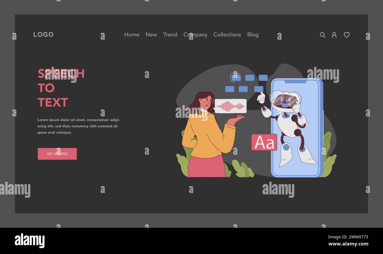 Speech to text concept. Interactive exchange between user and AI ...