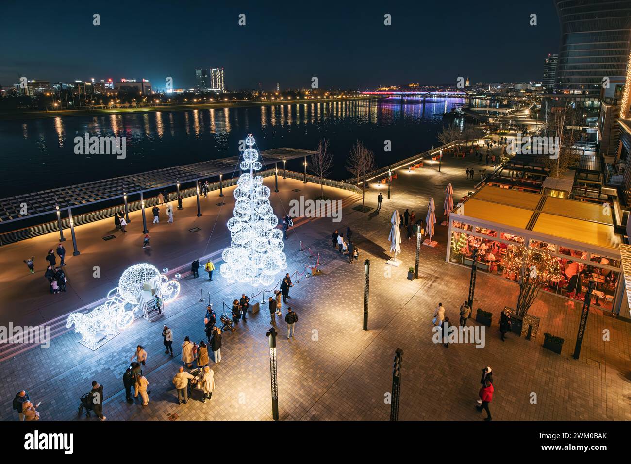02 January 2024, Belgrade, Serbia joyful crowds at Belgrade's bustling