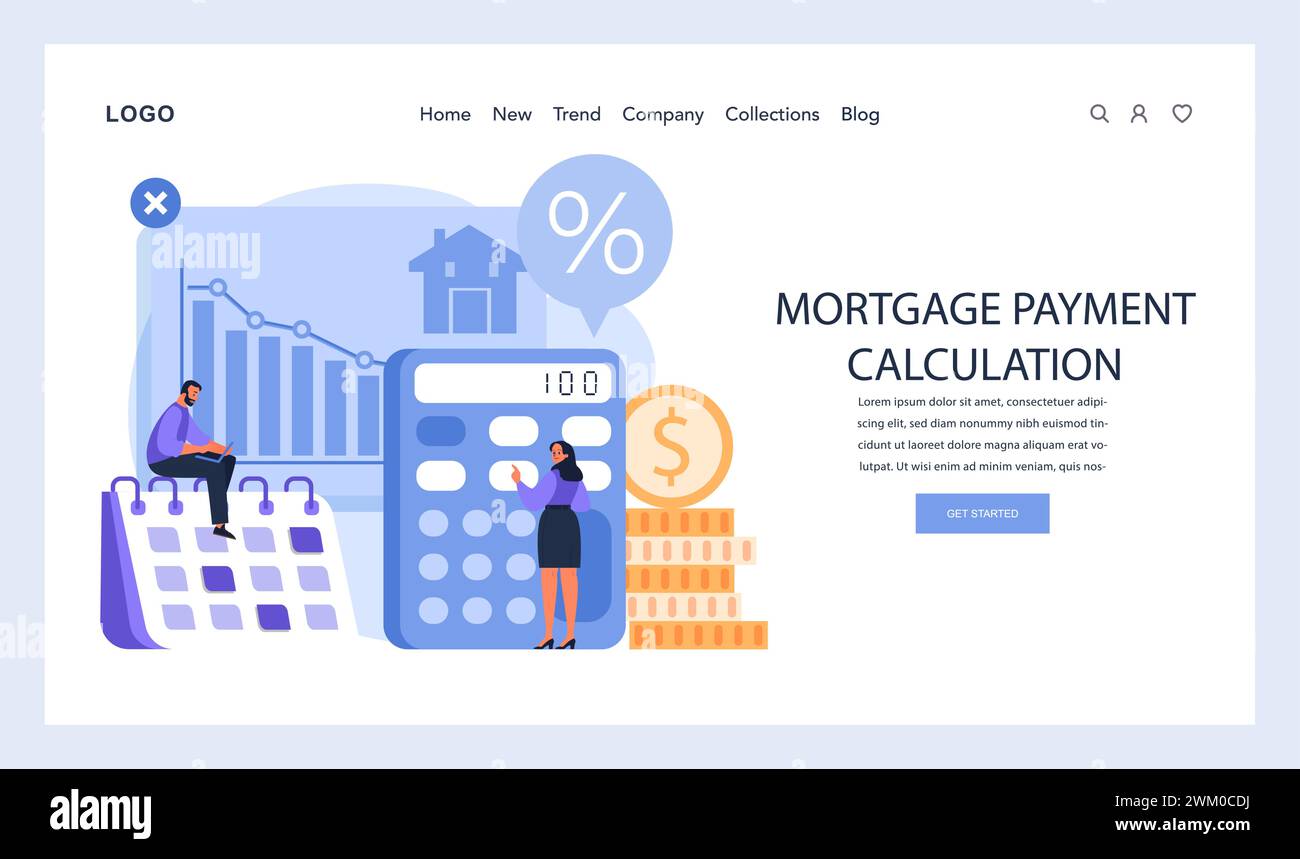 Mortgage Payment Calculation concept. Woman uses calculator alongside