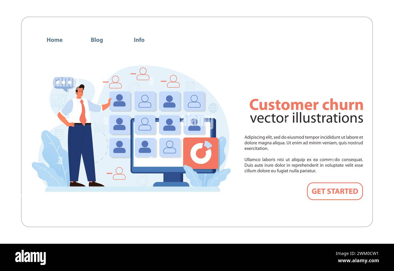 Professional analyzing customer churn on a digital screen, highlighting ...