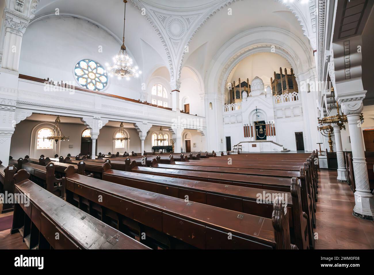 05 January 2024, Novi Sad, Serbia: historic synagogue in Novi Sad steeped in centuries of Jewish tradition and spirituality. Stock Photo