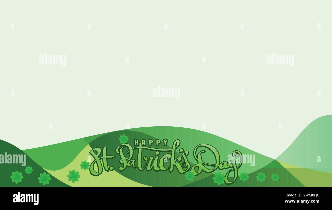 green floral of clover shamrock leaf with green abstract nature backgorund. copy space area for custom text or presentation, print and announcemenet Stock Vector