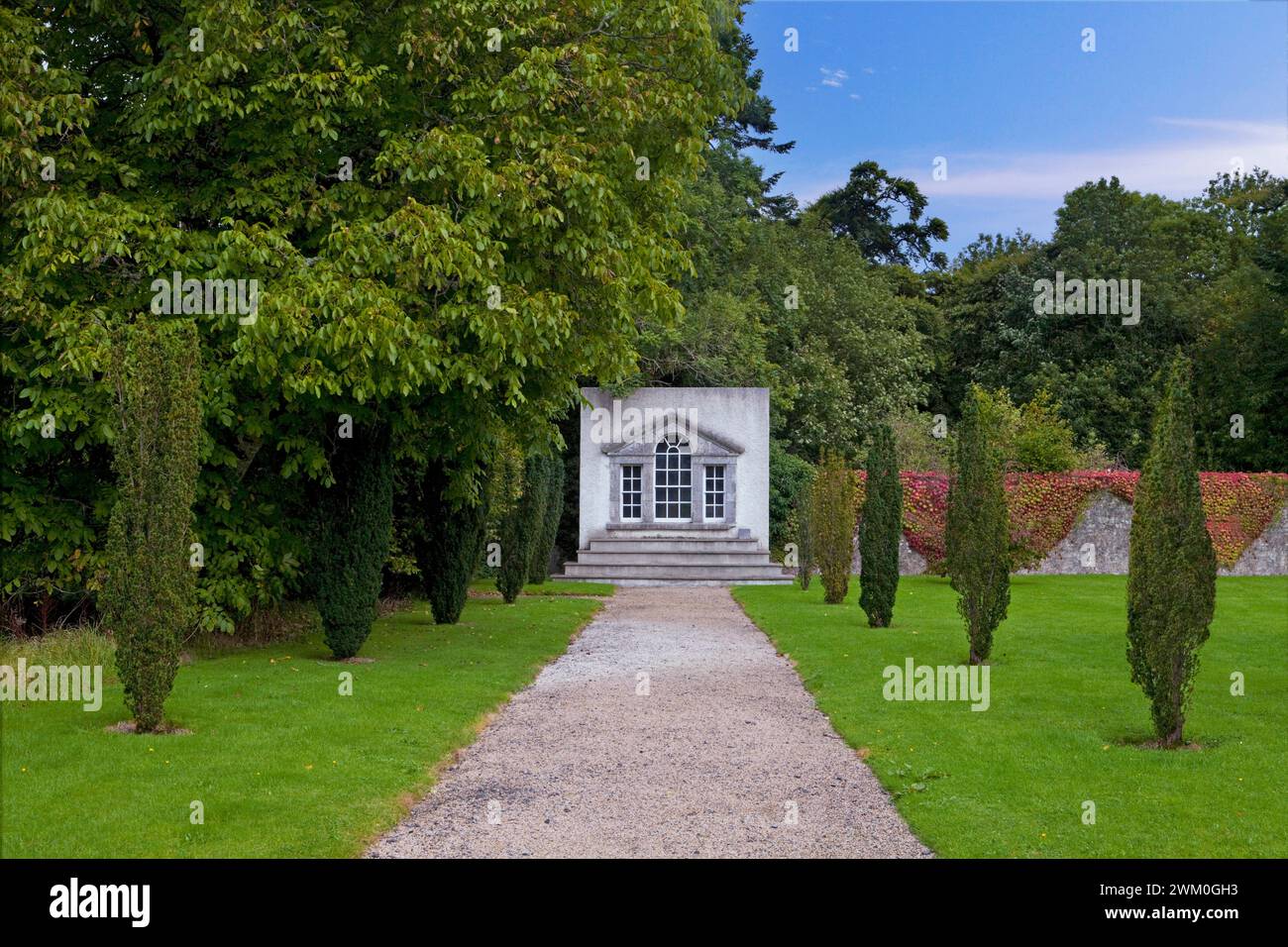 A Venetian window re-purposed as a folly in the walled garden of Strokestown Park House, in County Roscommon, Ireland. Stock Photo