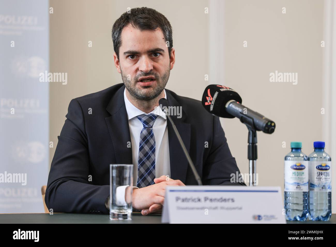 Wuppertal, Germany. 23rd Feb, 2024. Patrick Penders, public prosecutor in Wuppertal, reports on the status of the investigation. According to new information from investigators, the 17-year-old suspect was arrested without the use of firearms in the attack at a high school in Wuppertal on February 22. Credit: Oliver Berg/dpa/Alamy Live News Stock Photo