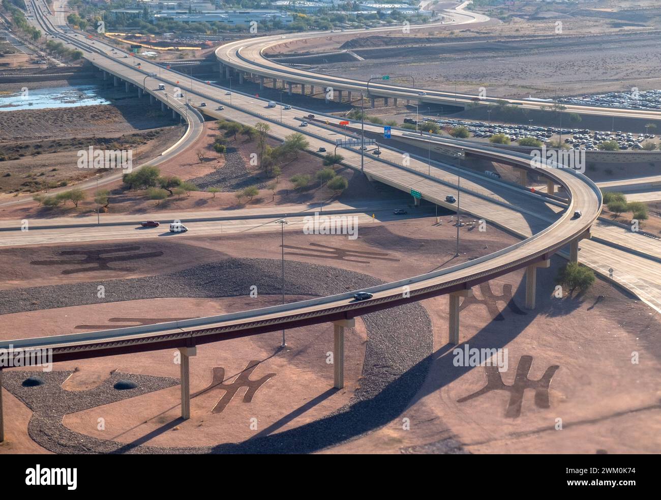 Aerial view of Arizona road and highways near Phoenix, Arizona, USA Stock Photo