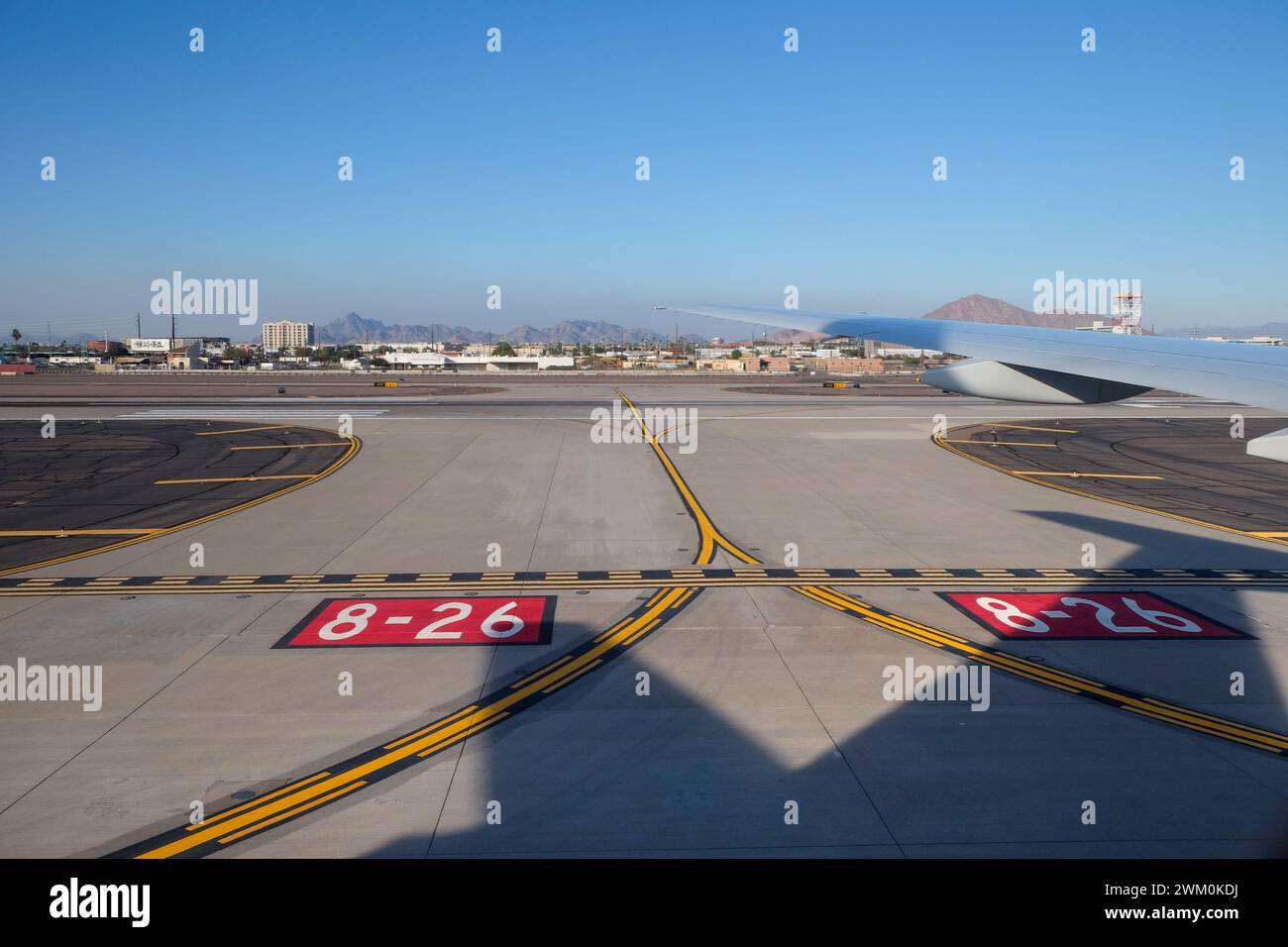 Taxiway at Phoenix, Sky Harbor Airport, Phoenix, Arizona, USA Stock Photo