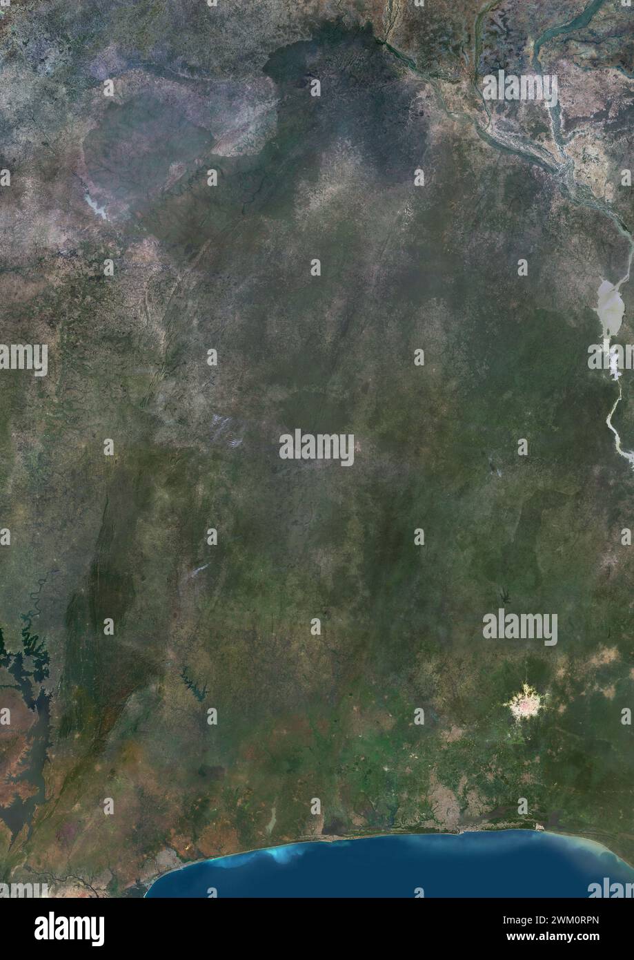 Color satellite image of Benin and Togo and neighbouring countries. Stock Photo