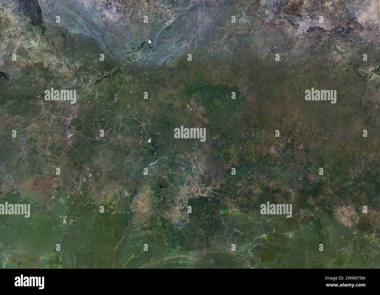 Color satellite image of Central African Republic and neighbouring countries. Stock Photo