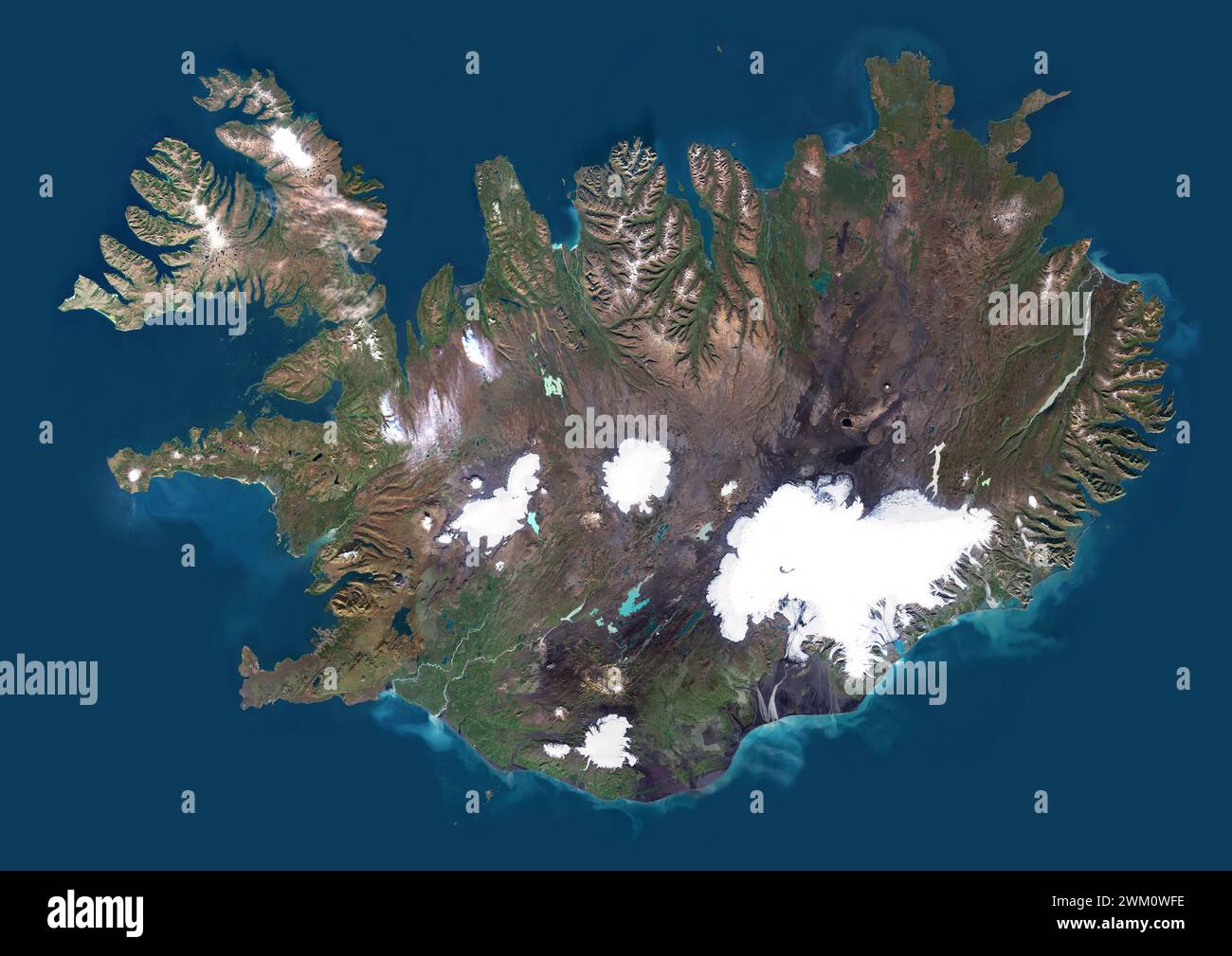 Color satellite image of Iceland. Stock Photo