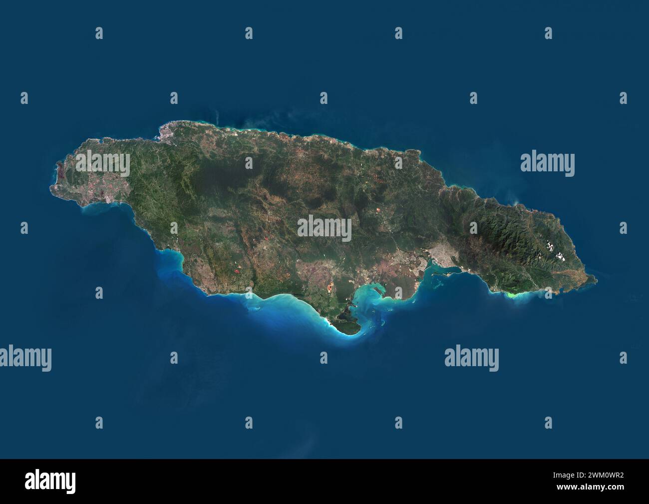 Color satellite image of Jamaica. Stock Photo