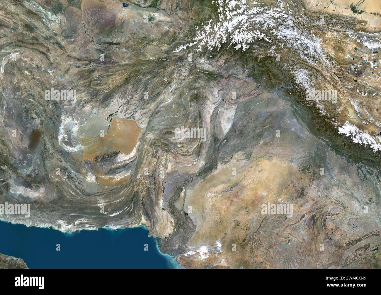Color satellite image of Pakistan, Afghanistan and neighbouring ...