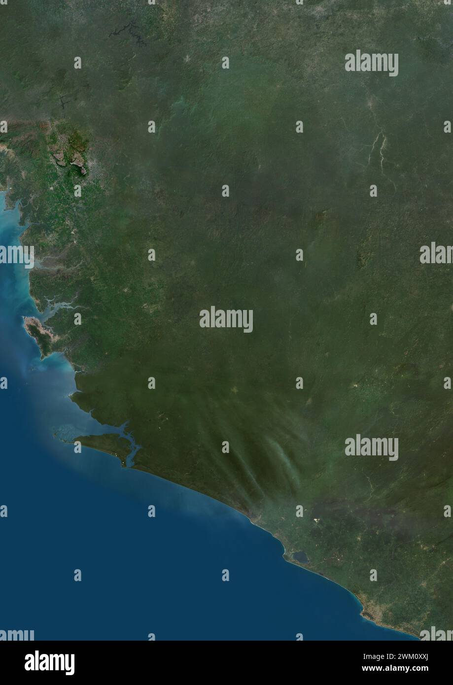 Color satellite image of Sierra Leone and neighbouring countries Stock ...