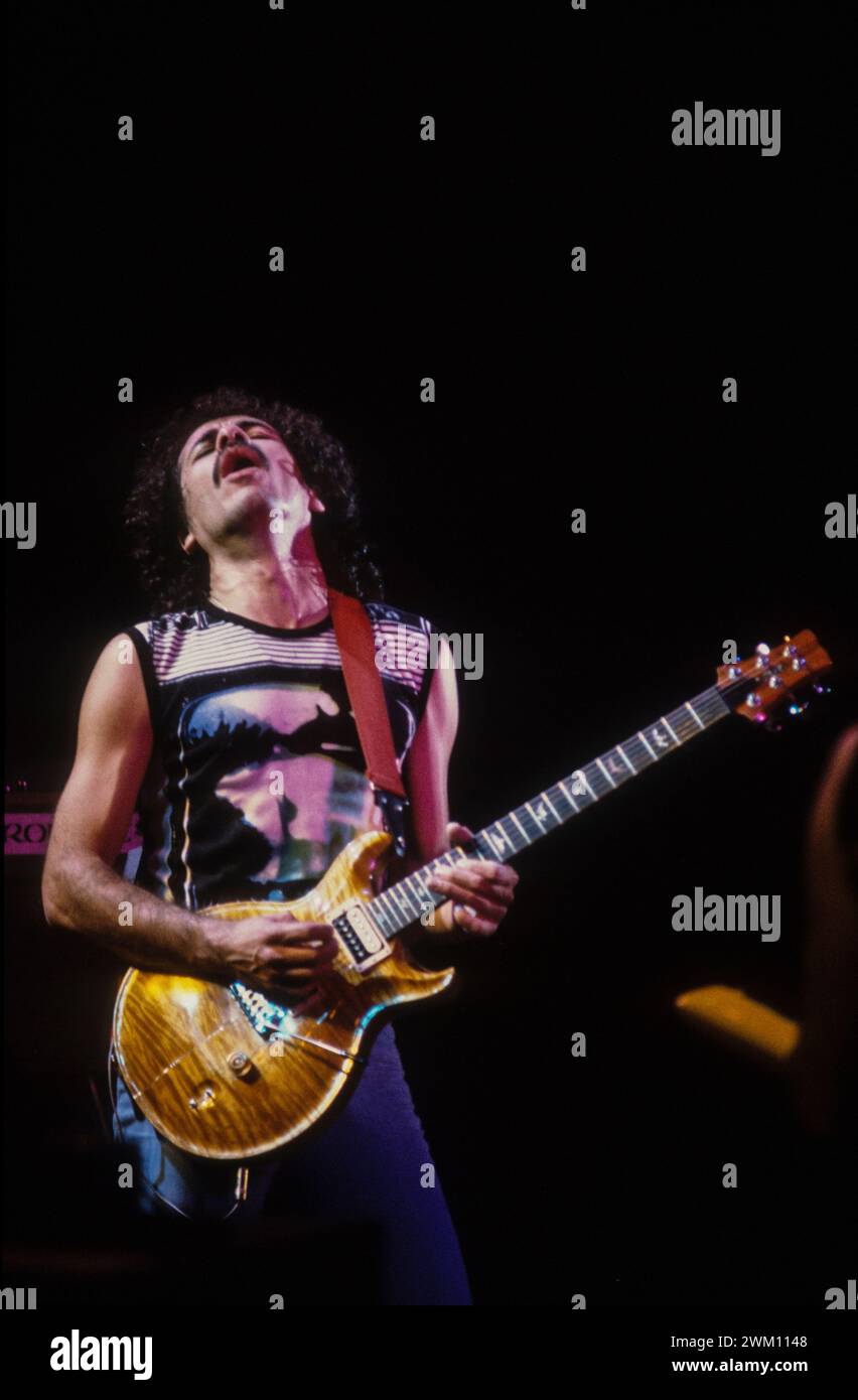 3824876 Carlos Santana; (add.info.: Rock guitarist Carlos Santana performing (about 1985) / Il chitarrista Carlos Santana in concerto (1985 circa)); © Marcello Mencarini. All rights reserved 2024. Stock Photo