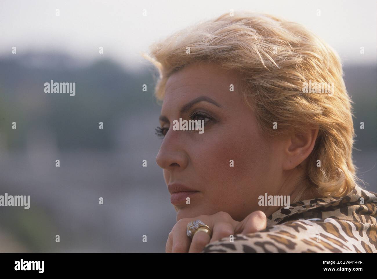 3828881 Maria Guleghina; (add.info.: Rome, Castel Sant'Angelo, 1998. Ukrainian soprano Maria Guleghina, main protagonist in the opera Tosca at the Olynpic Stadium / Roma, Castel Sant'Angelo, 1998. Il soprano Maria Guleghina, protagonista dell'opera Tosca allo Stadio Olimpico); © Marcello Mencarini. All rights reserved 2024. Stock Photo