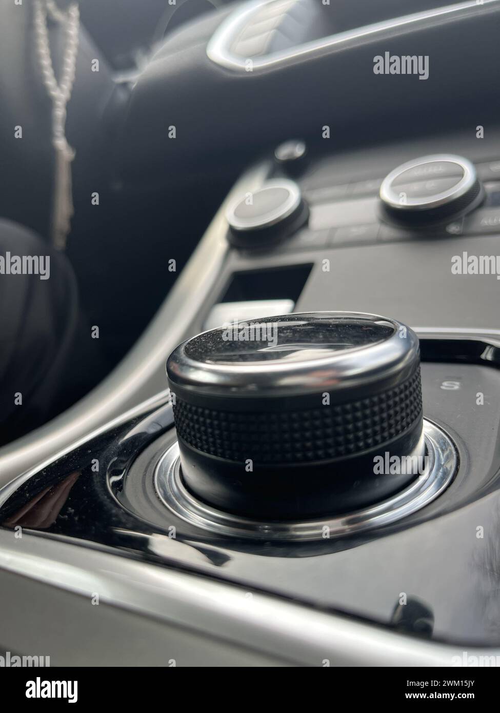 automatic transmission in a black chic modern car Stock Photo