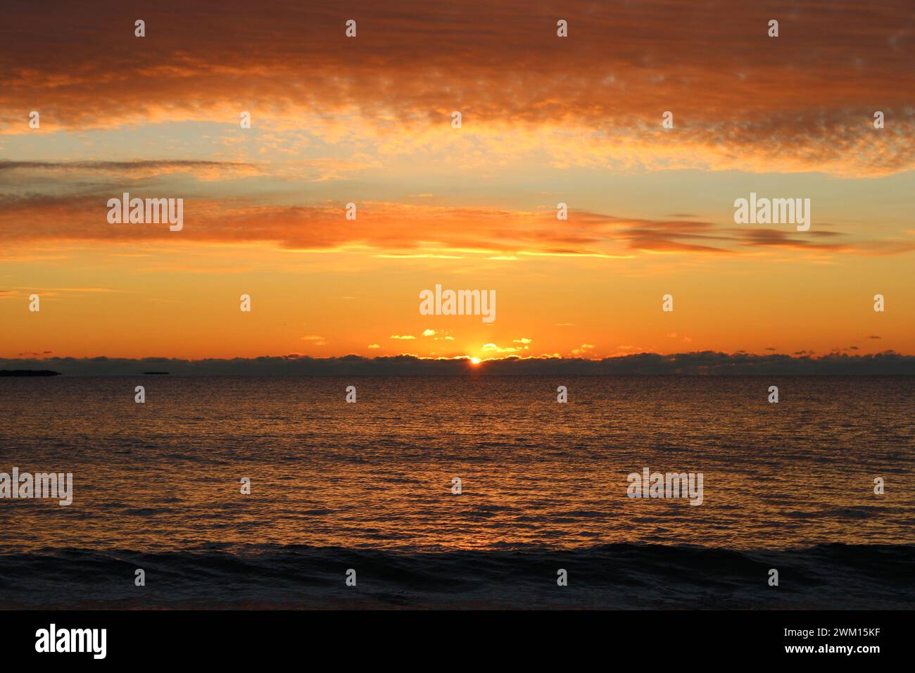 Sunrise view with orange sky Stock Photo