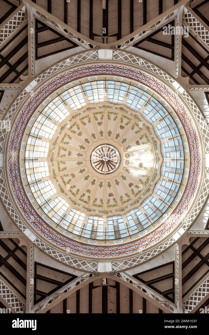 Valencia, February 16th 2024: The central dome at the Mercat Central Stock Photo
