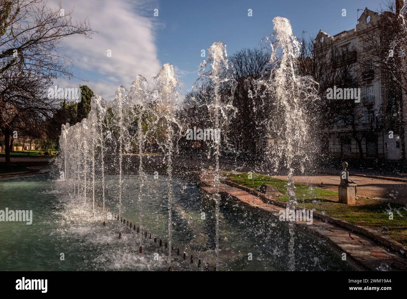 Valencia, February 16th 2024: Street fountains Stock Photo