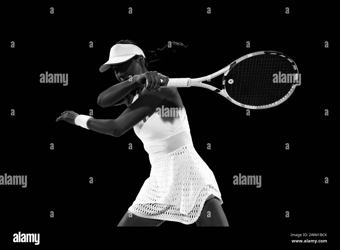 Tennis action shot serve studio Black and White Stock Photos & Images ...