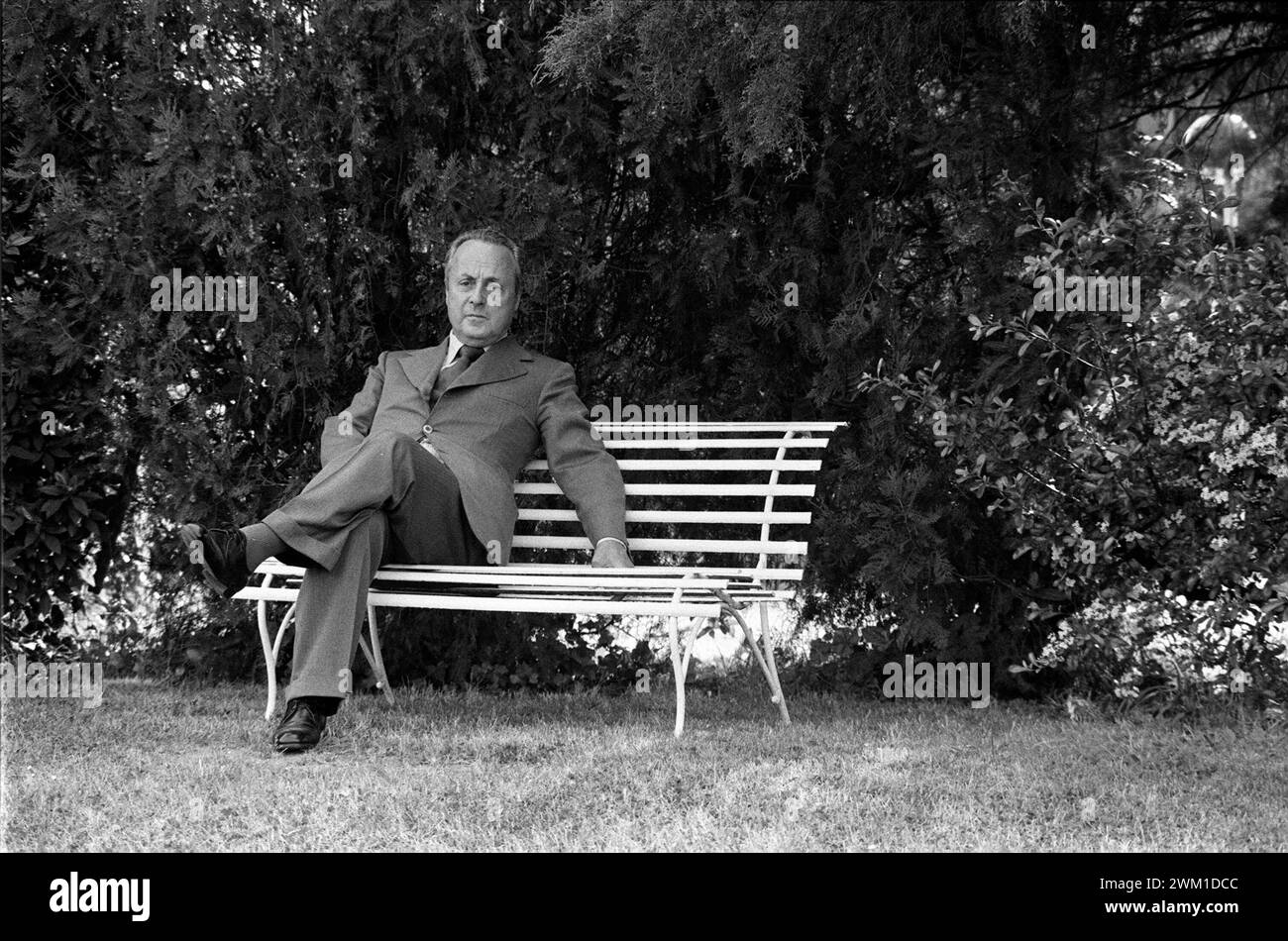 4067489 Rome, 1979. Italian writer Bassani on a bench (photo