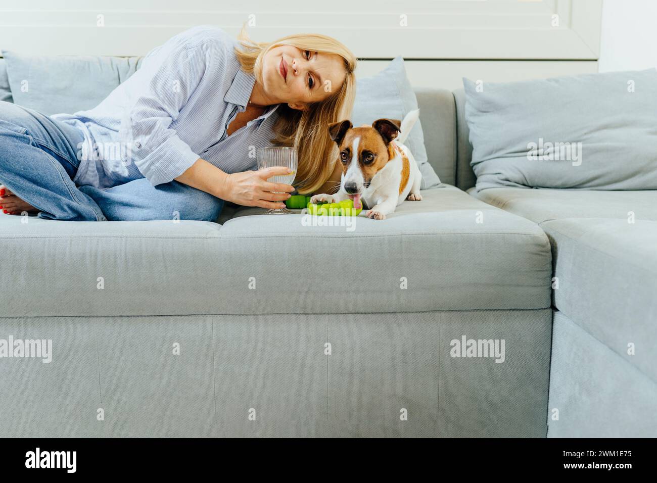 Lovely charming mature mid adult blond female Stock Photo