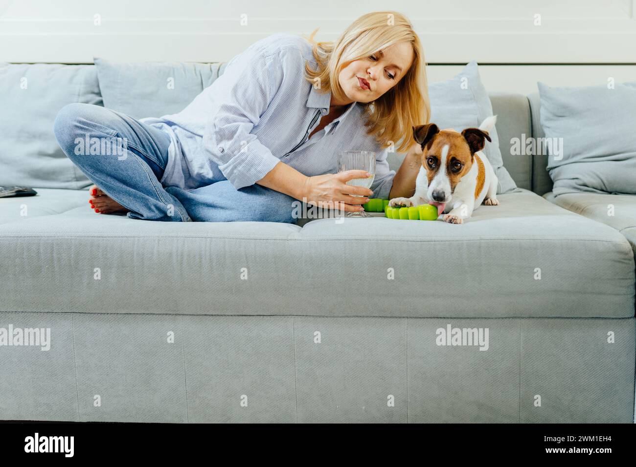 Lovely charming mature mid adult blond female Stock Photo