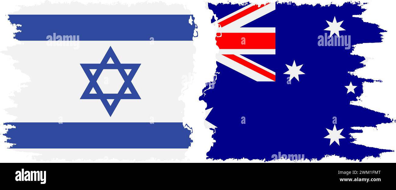 Australia and Israel grunge flags connection, vector Stock Vector Image