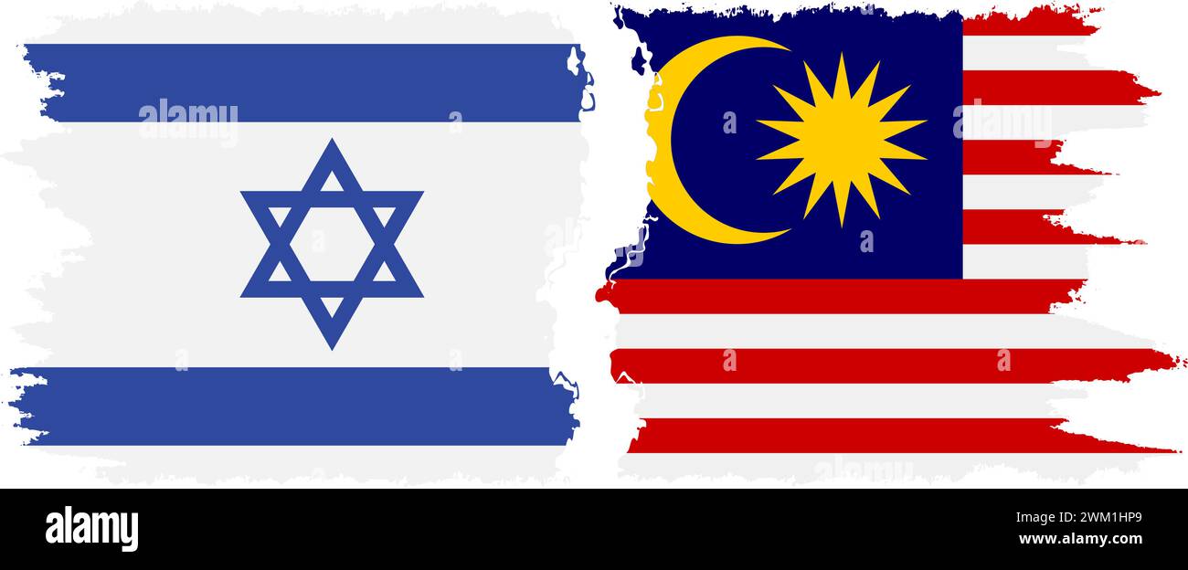 Malaysia and Israel grunge flags connection, vector Stock Vector