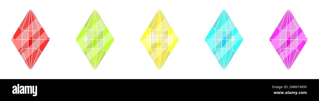 Diamond logo set. Shiny rubies vector jewelry set. Stock Vector