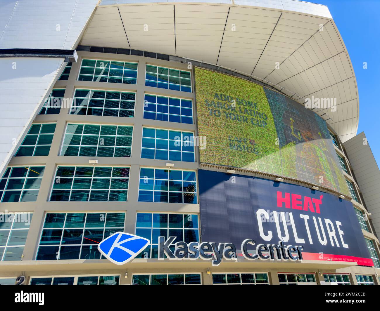 Miami, FL, USA - February 21, 2024:  Closeup photo Kaseya Center Downtown Miami FL Stock Photo