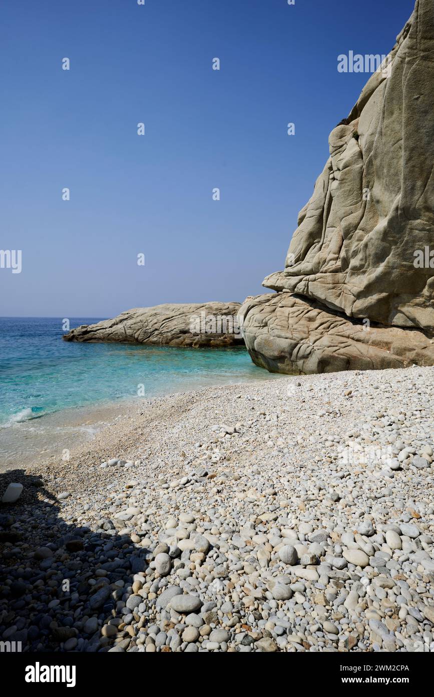 Seychelles Beach, Ikaria, Greece. It is one of the most famous beaches in Greece. Stock Photo