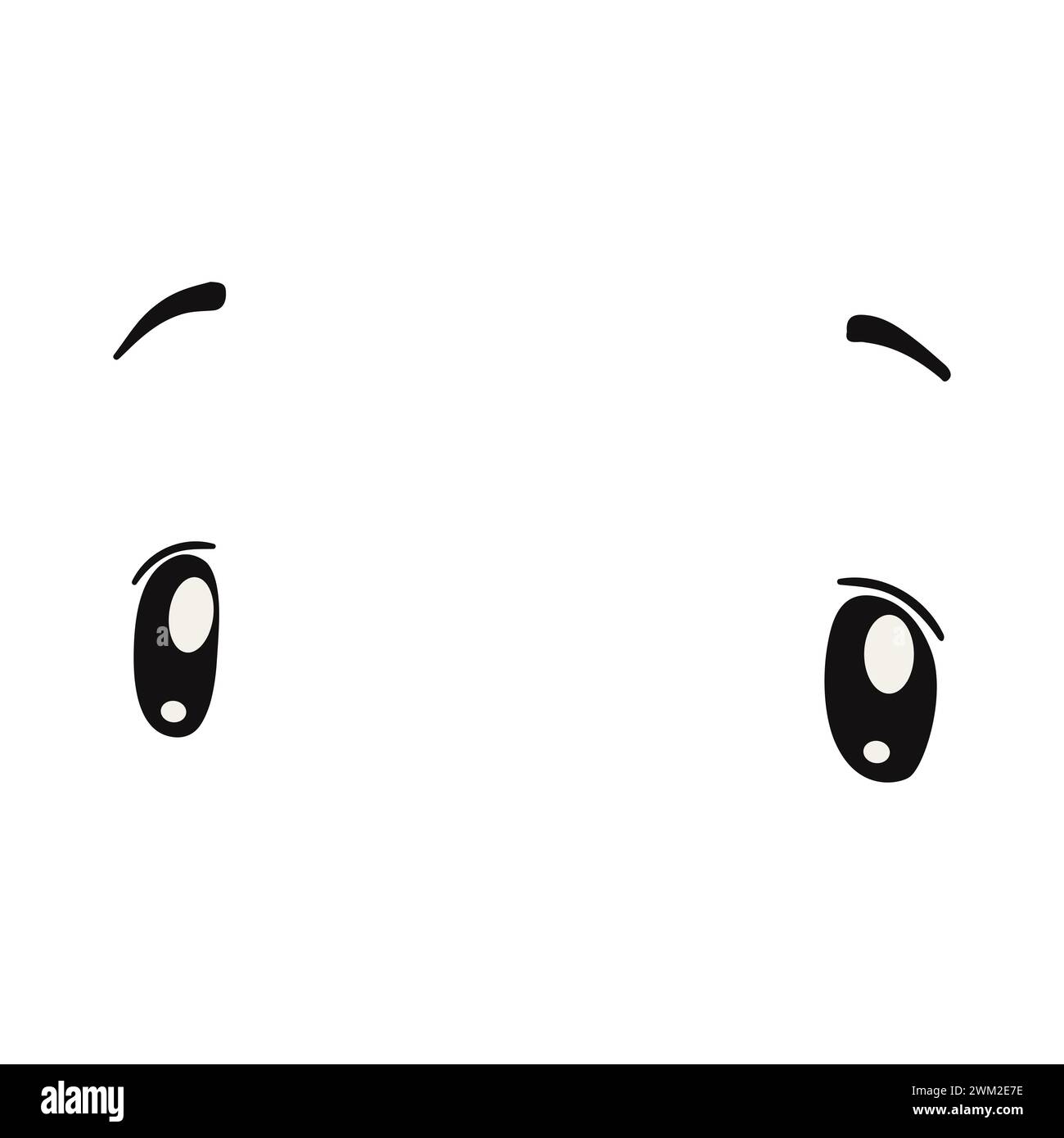 Black And White Anime Eyes With Eyebrows Stock Vector