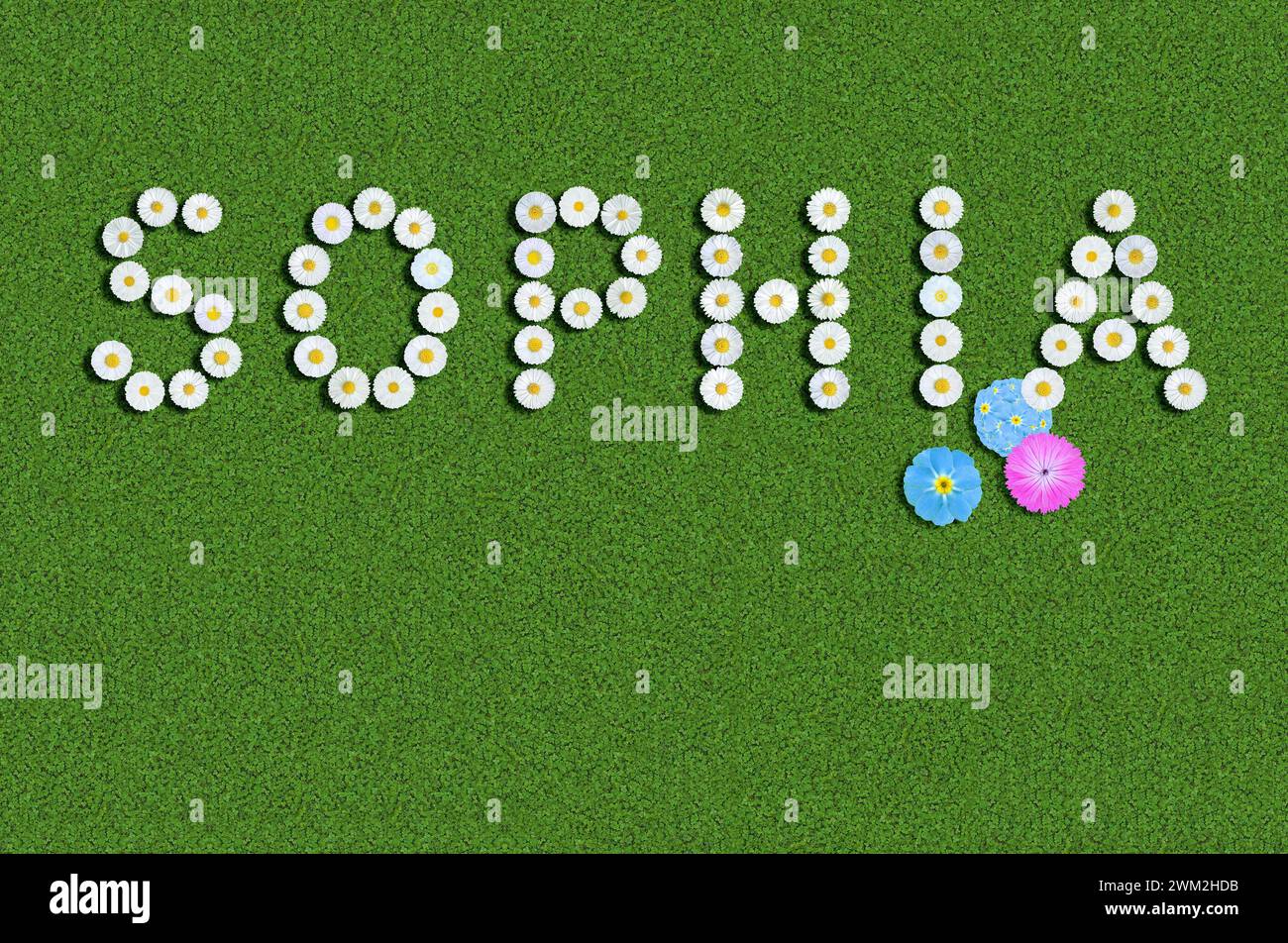 the ten most popular first names for girls in the US and UK Stock Photo