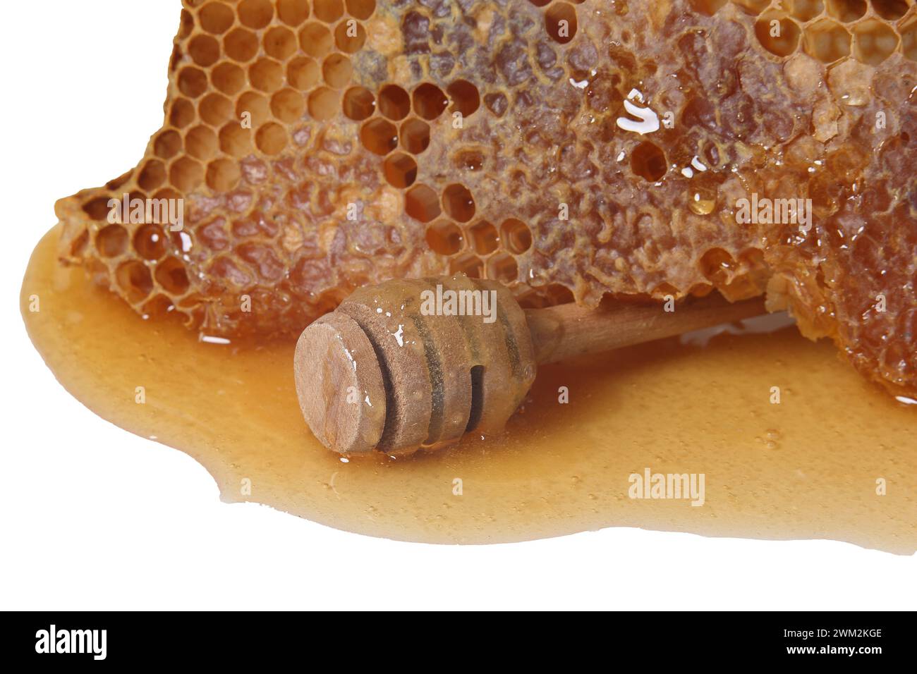 Honey and honeycomb on white background Stock Photo