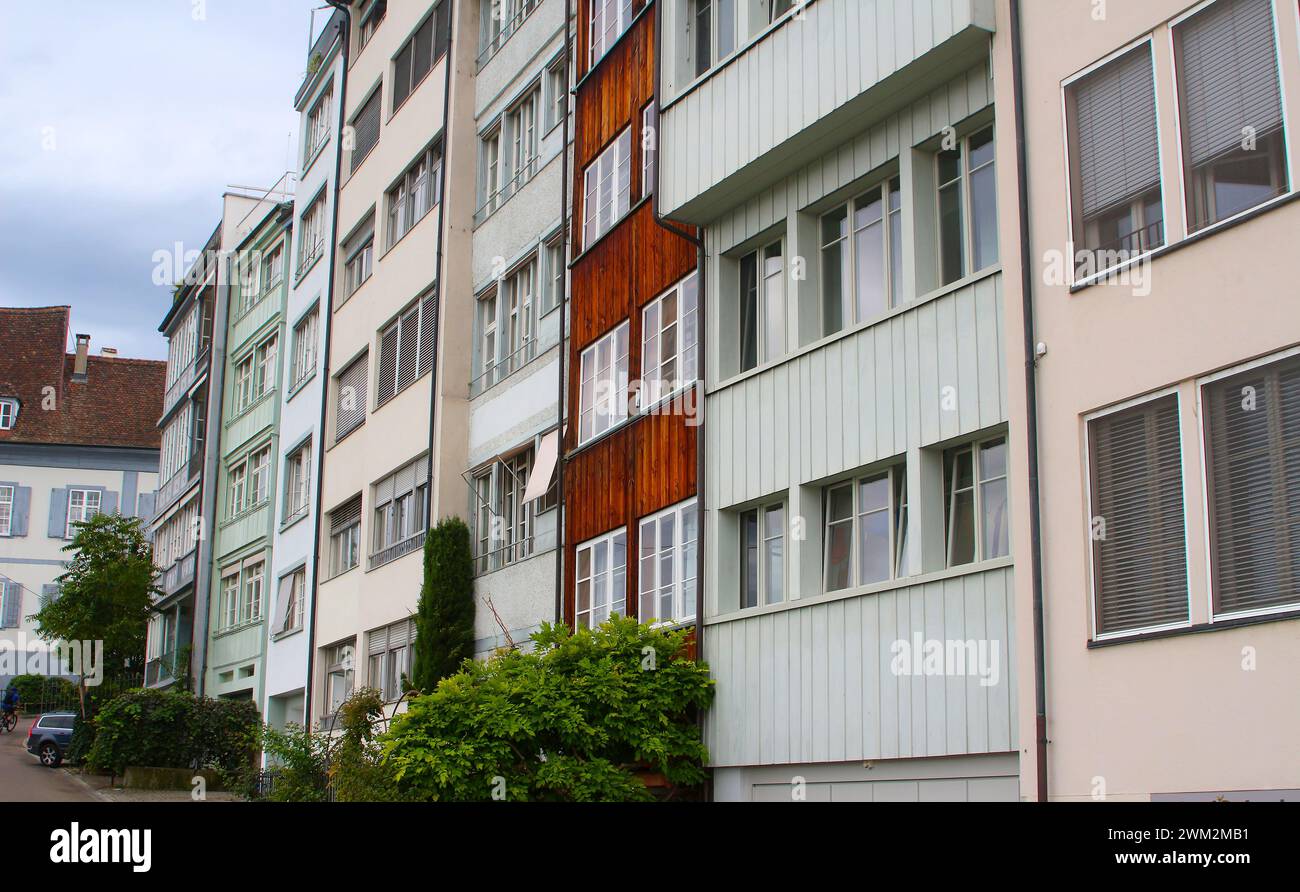 Multi-storey apartment buildings, Basel, Switzerland Stock Photo