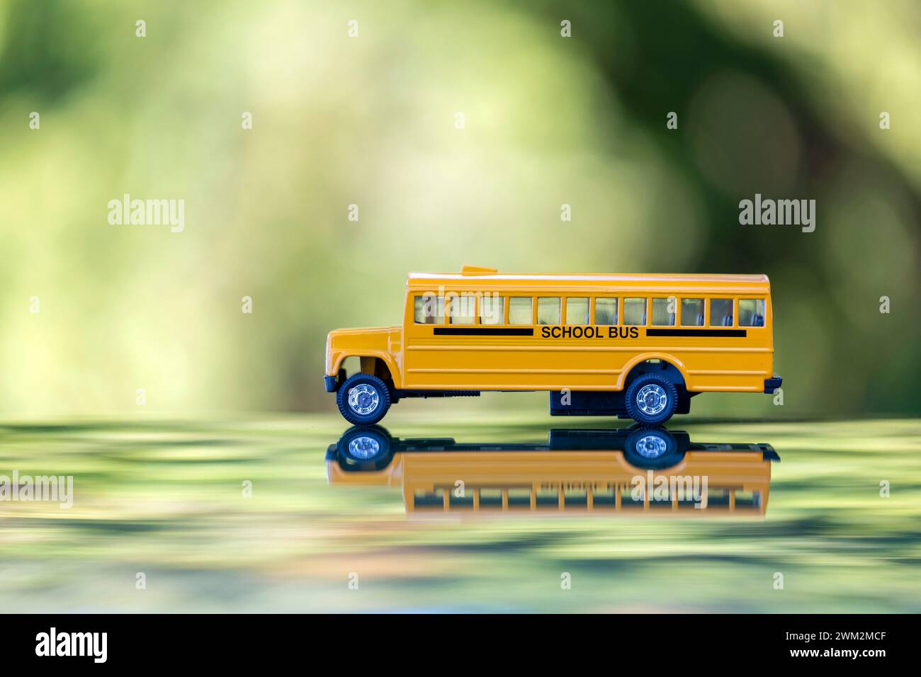Model of classical american yellow school bus for transporting of kids ...