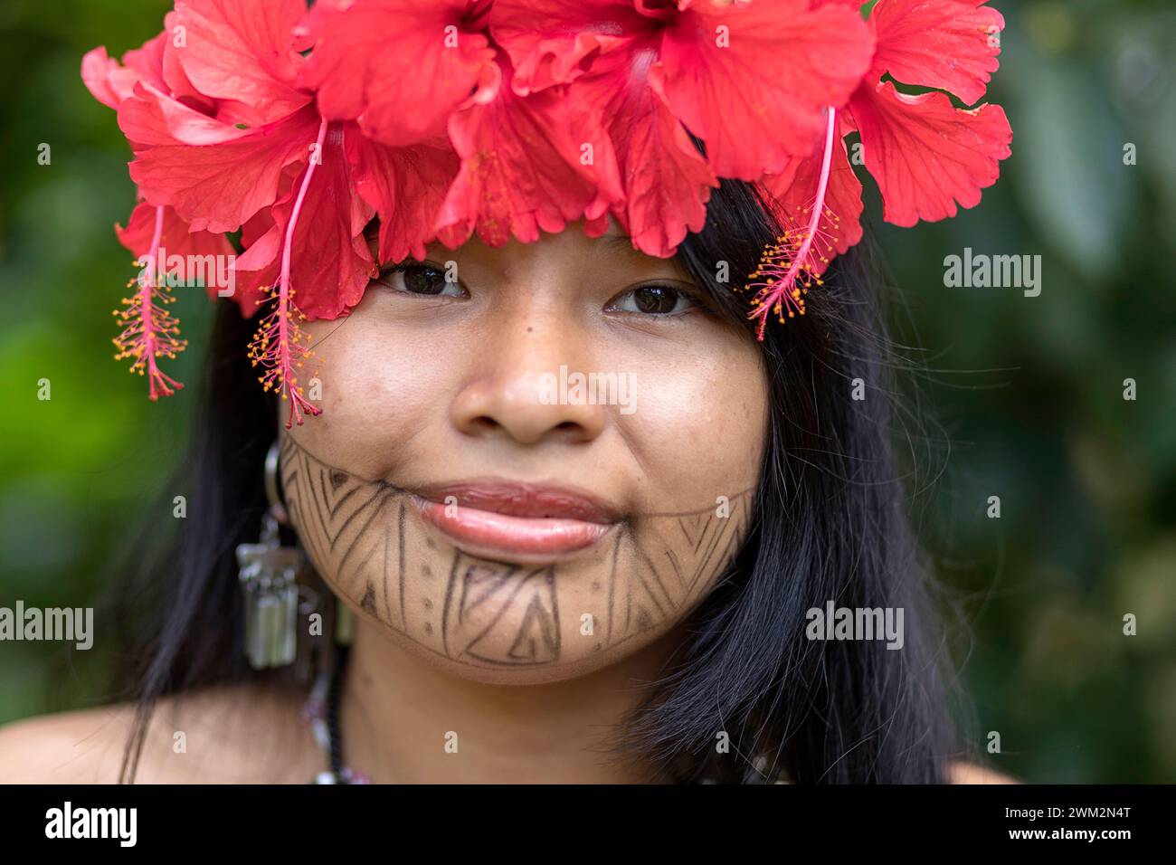 Beautiful woman from Embera tribe from a village in Chagres national
