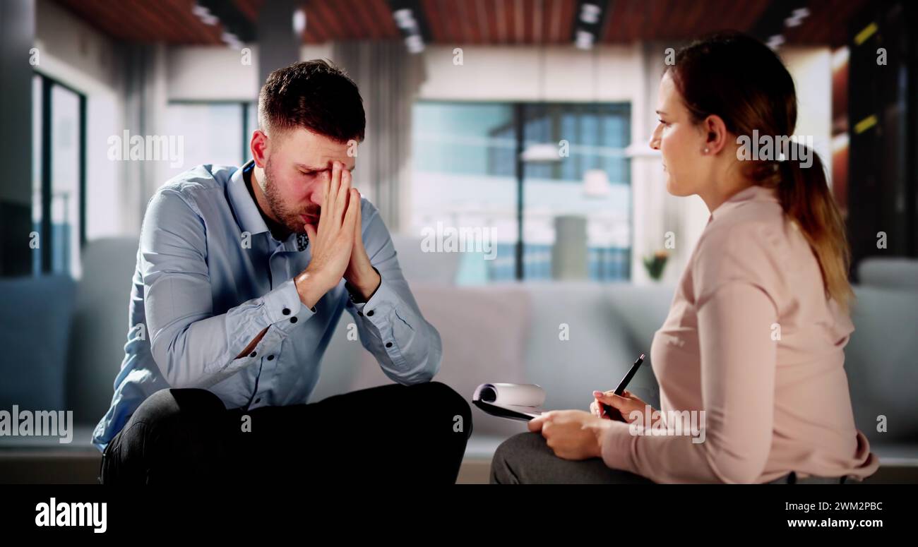 Psychologist Counseling Patient On Couch. Psychiatrist Therapy Stock ...