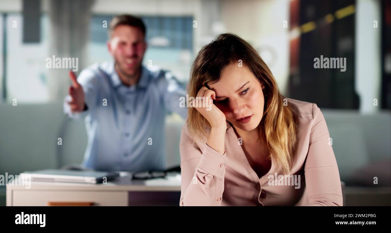 Sad Couple Family Problems And Divorce. Woman Ignoring Man Stock Photo
