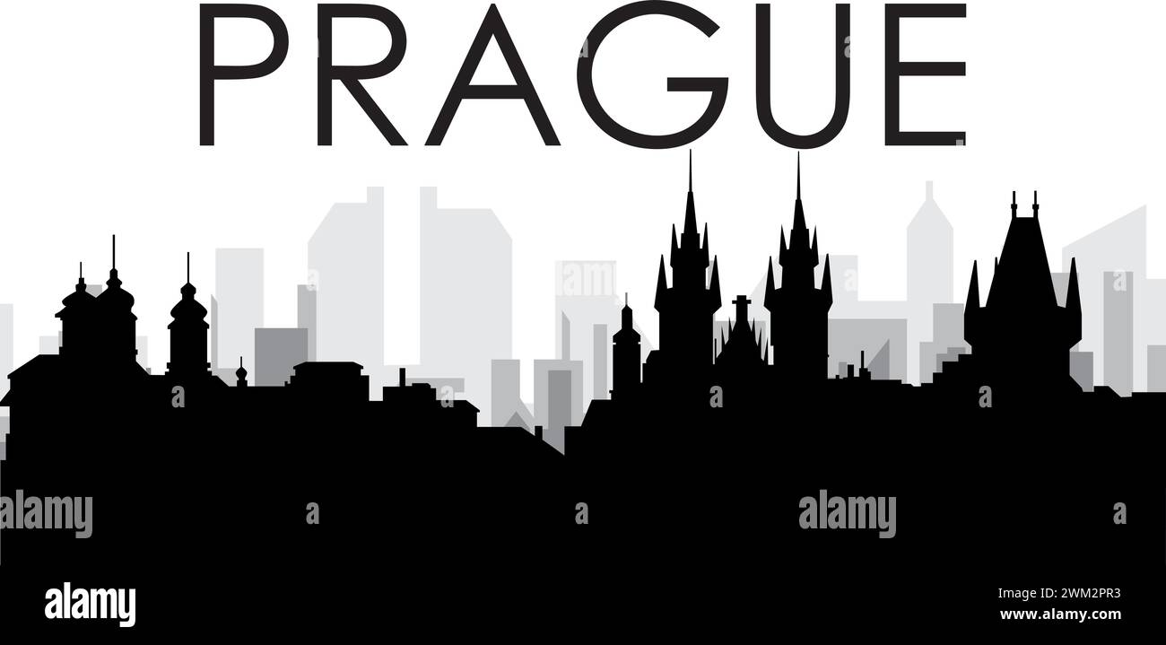 Cityscape skyline panorama of the PRAGUE, CZECH REPUBLIC Stock Vector