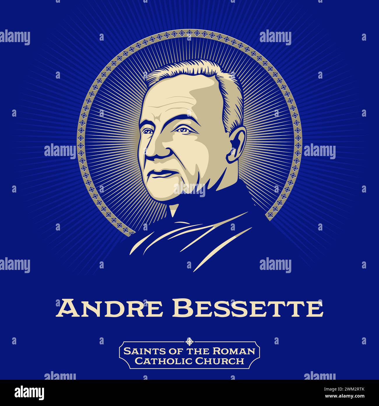 Saints of the Catholic Church. Andre Bessette (1845-1937) since his canonization as Saint Andre of Montreal, was a lay brother of the Congregation Stock Vector