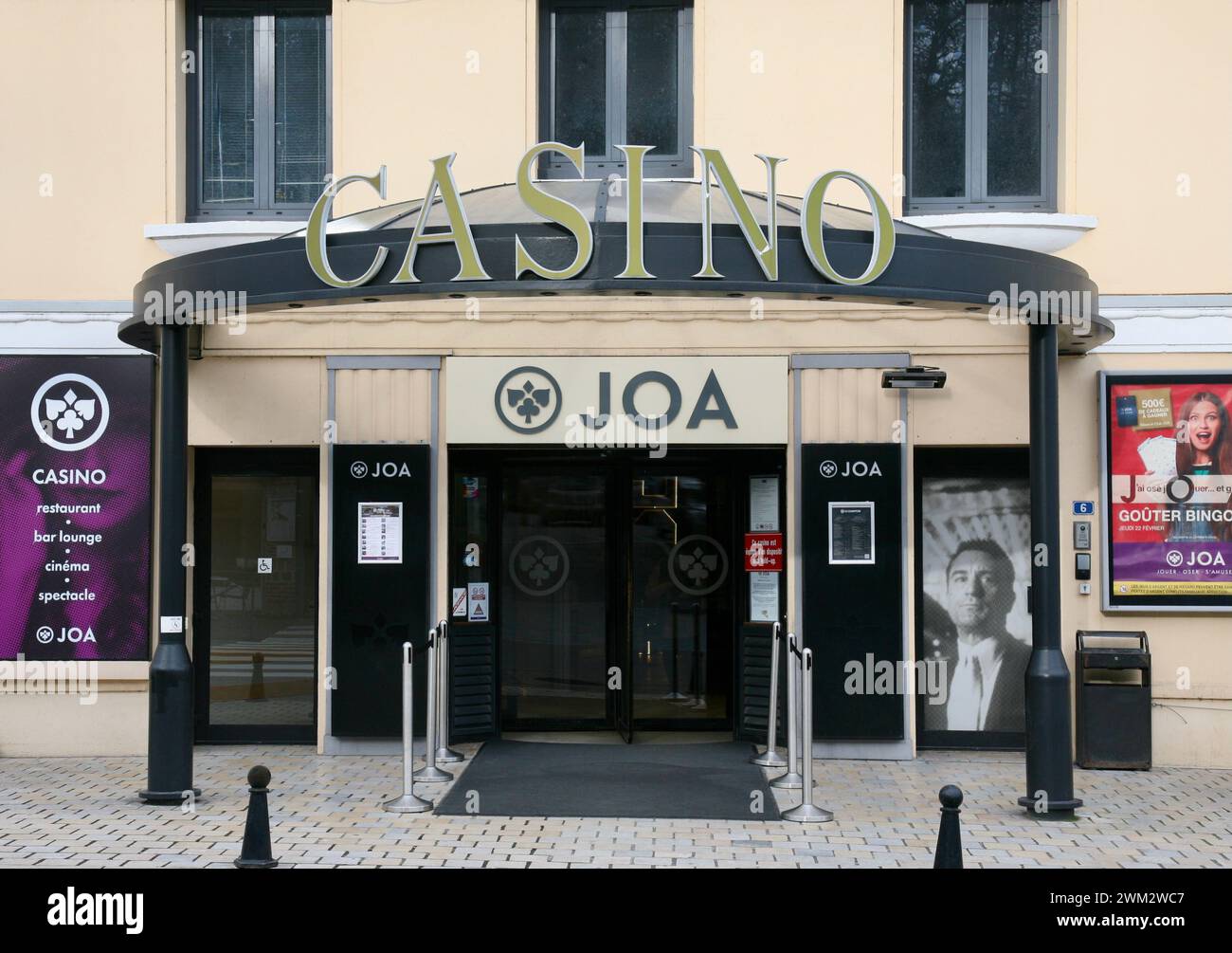 A close up view of the entrance to the casino, Bagnoles-de-l'Orne, Normandy, France, Europe on Friday, 23rd, February, 2024 Stock Photo