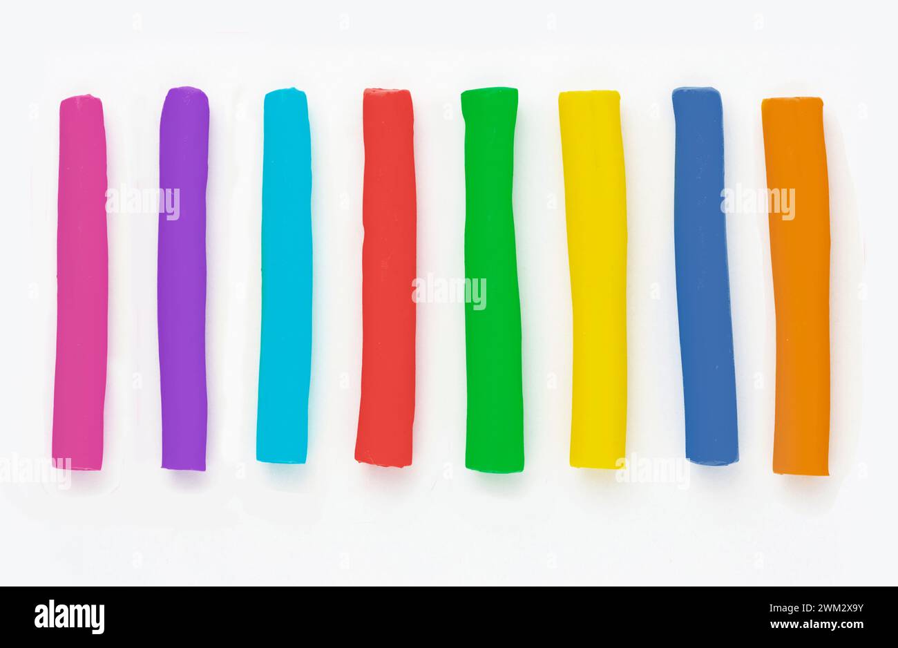 Multicolored clay plasticine with isolated on white background Stock Photo
