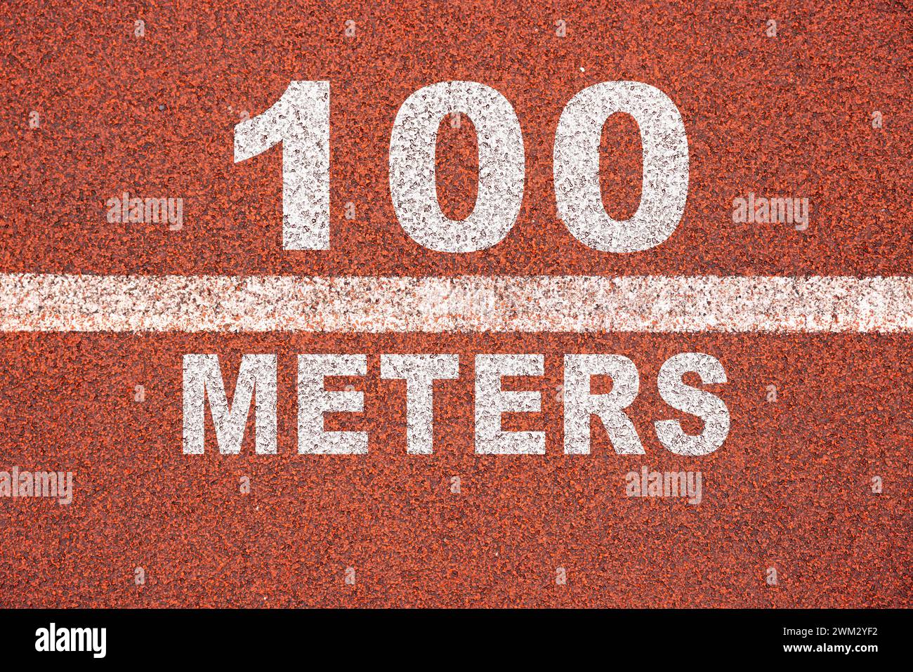 Running track 100 meters concept. Concept for olympic games or reaching business goals. Stock Photo