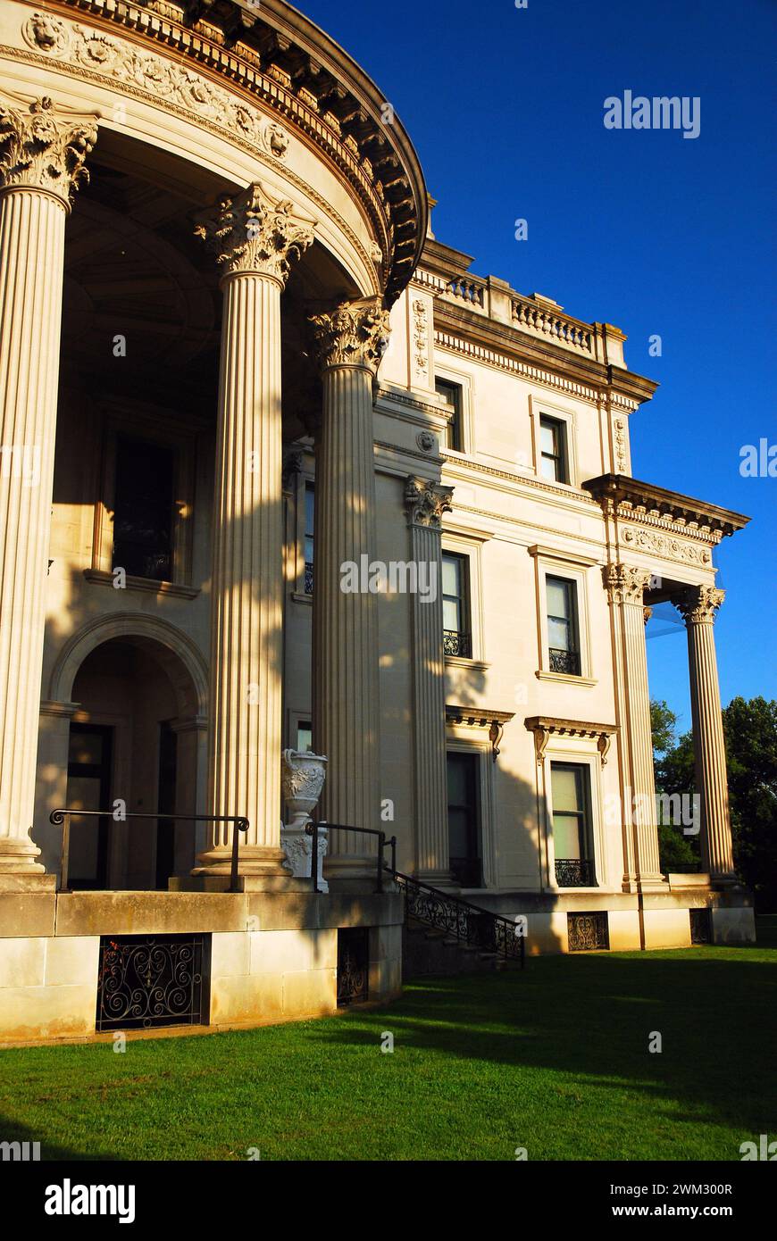 A columned portico of the Vanderbilt mansion in Hyde Park, New York Stock Photo