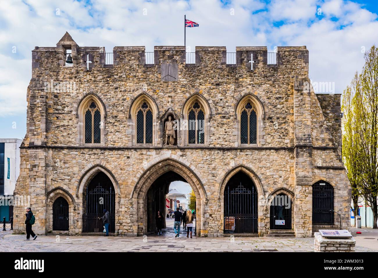 The Bargate is medieval gatehouse in the city centre of Southampton. The Bargate from the south. Southampton, Hampshire, England, United Kingdom, UK, Stock Photo