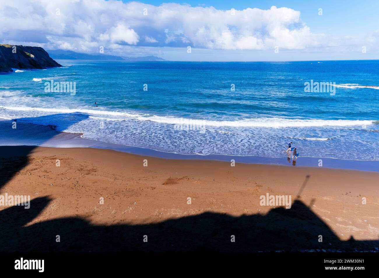Panoramic view of coasline. Zumaya, Guipúzcoa, País Vasco, Spain, Europe Stock Photo