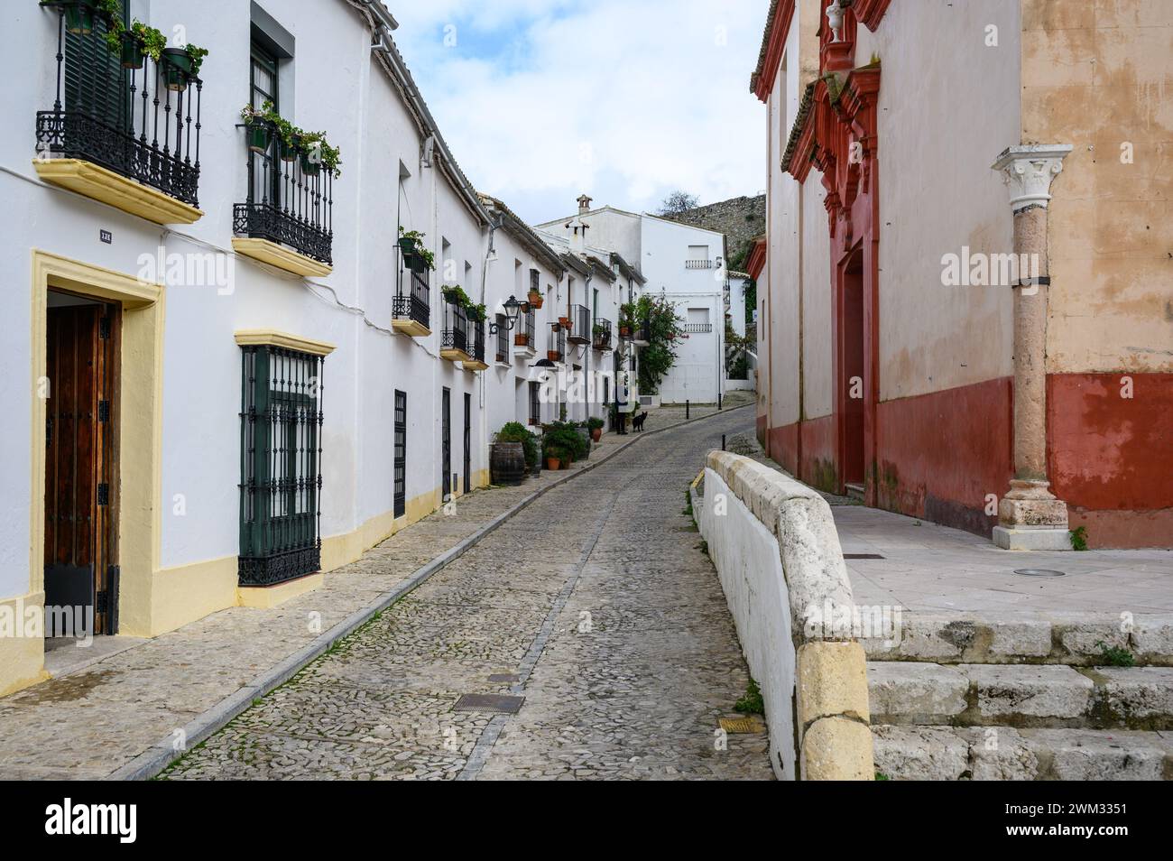 Typical street in the historic centre of Zahara de la Sierra in ...